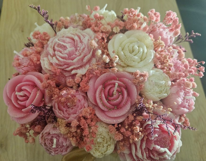 bouquet de bougies rose